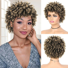 SHOWLU FASHION STORE T1B 27 Short Dreadlock Wig for Black Women and Men Afro Synthetic Wig Short Braided Wigs Heat Resistant Wigs for Women Synthetic Hair