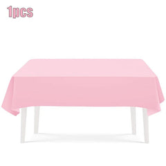  Showlu Fashion Store table cloth 1pcs New Solid Color Party Set Light Pink Disposable Tableware Paper Cup Paper Plate Tablecloth For Kids Baby Shower Party Supplies