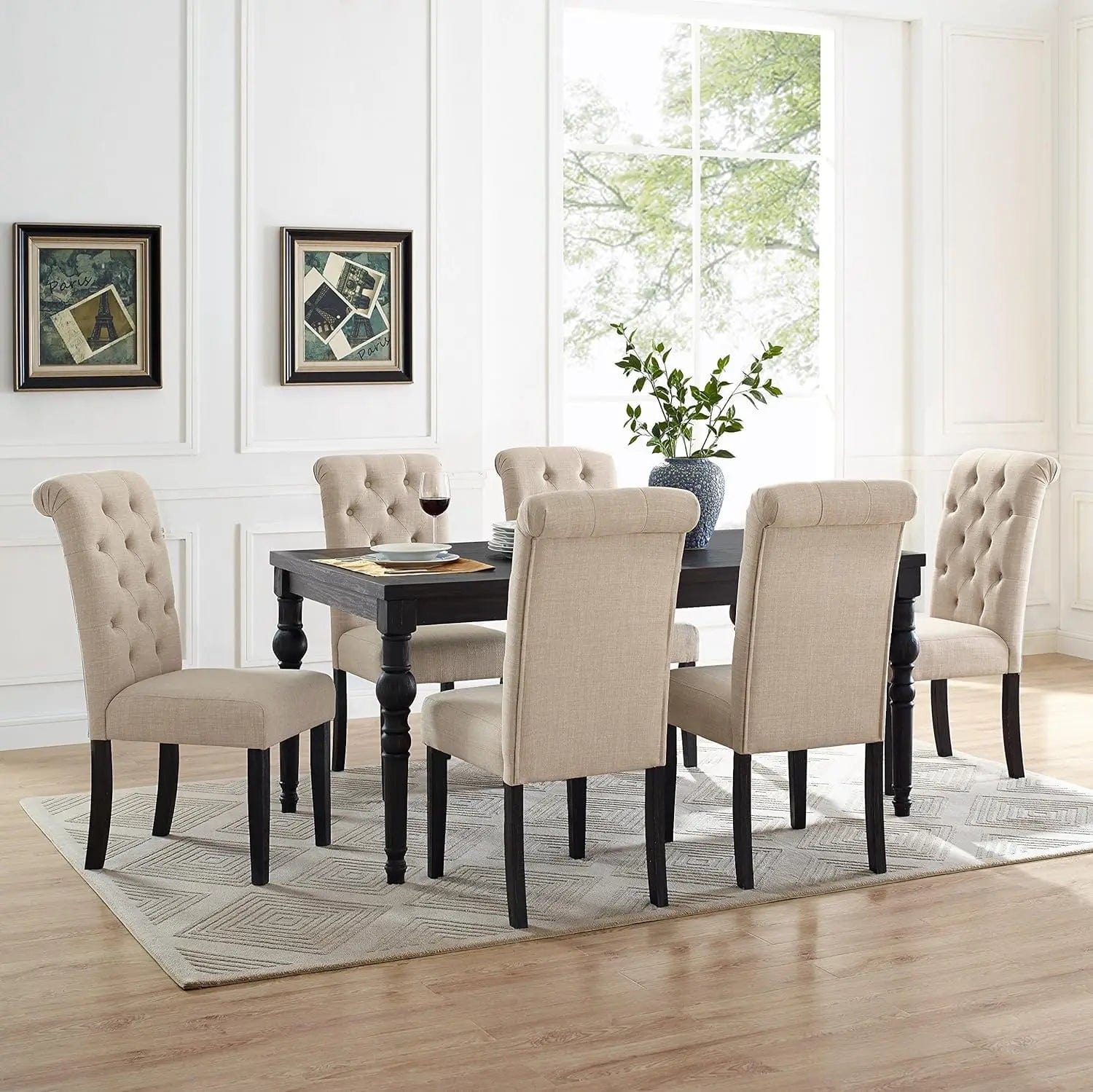 SHOWLU FASHION STORE Tan / United States Set of Tables and Chairs for Dining Room Set Leviton Urban Style Counter Height Dining Set: Table and 6 Chairs Chair Grey Sets