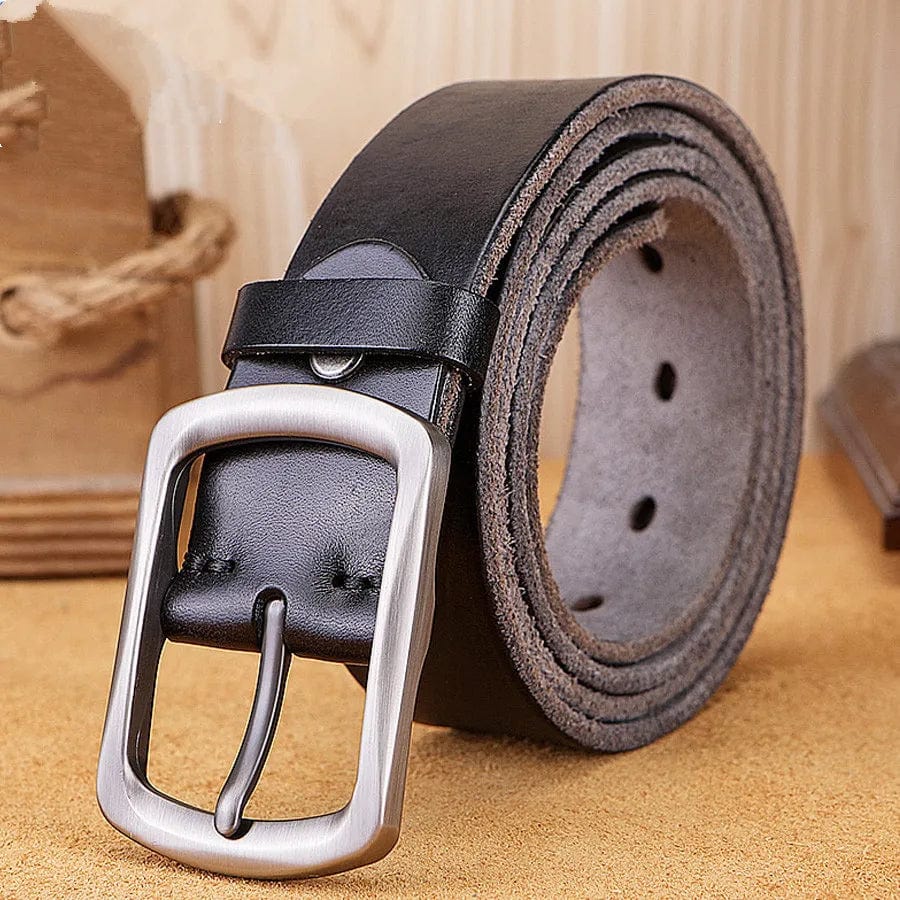 SHOWLU FASHION STORE TCRZ-Black / 105CM Natural cowhide belt for men's hard metal buckle soft original cowhide mens leather belt unique texture real leather jeans belt