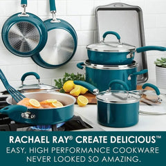  Showlu Fashion Store Teal Shimmer / United States Non-stick Cookware For Kitchen Pots Offers 13 Piece Teal Shimmer Create Delicious Nonstick Cookware Pots And Pans Set Pot Dining