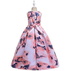 Showlu Fashion Store Teens Girls Dresses 5-14 Years old Children Dress Easter Carniva Rose Flower Kids Dress For Girls Vestidos Party Princess Dress