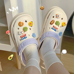  Showlu Fashion Store Thin Ins Cute Little Monster Hole Shoes Women's Summer Dopamine Color Raise the Bottom Closed Toe Sandals