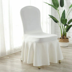  Showlu Fashion Store This white air layer Sun skirt chair cover Thickened Air Layer Conference Hotel White Banquet Elastic Chair Cover Hotel Dedicated for Home Use and Restaurants Chair Cover One-Piece