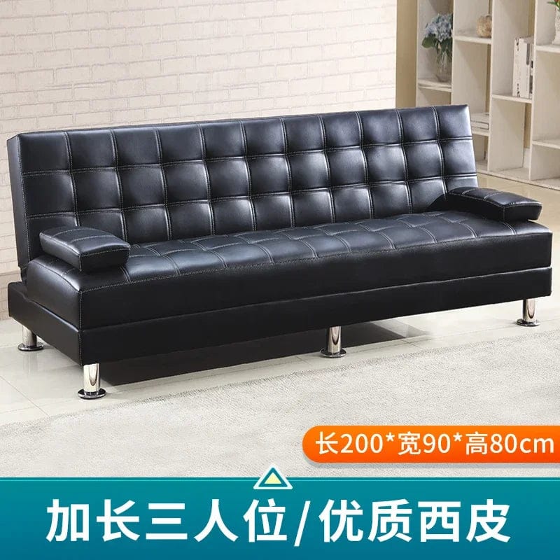 SHOWLU FASHION STORE three-person Office sofa bed folding dual-purpose reclining office small apartment guest sofa black