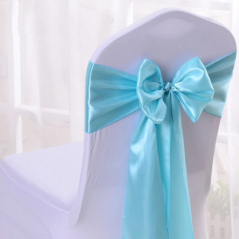  Showlu Fashion Store TIFFANY / 15x270 cm Satin Chair Sash Wedding Decoration Bow Tie Band Birthday Party Hotel Show Nice Design Shiny Colour