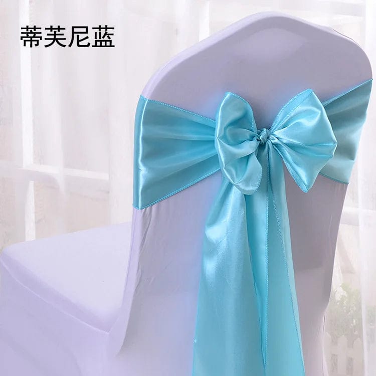 SHOWLU FASHION STORE Tiffany Blue / 10 pcs 10/100pcs Satin Chair Bow Sashes Wedding Chair Knots Ribbon Butterfly Ties For Party Event Hotel Banquet Home Decoration