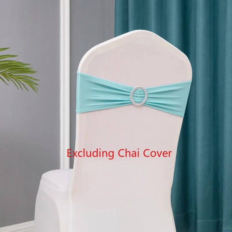 Showlu Fashion Store tiffany blue / 10 pcs 10pcs/lot Stretch Lycra Spandex Chair Covers Bands With Buckle Slider For Wedding Decorations Wholesale Chair Sashes Bow heart