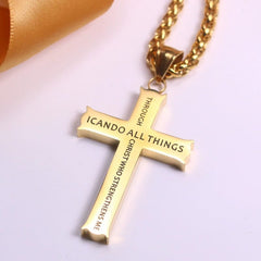  Showlu Fashion Store Titanium Steel European and American-Style English Cross Pendant