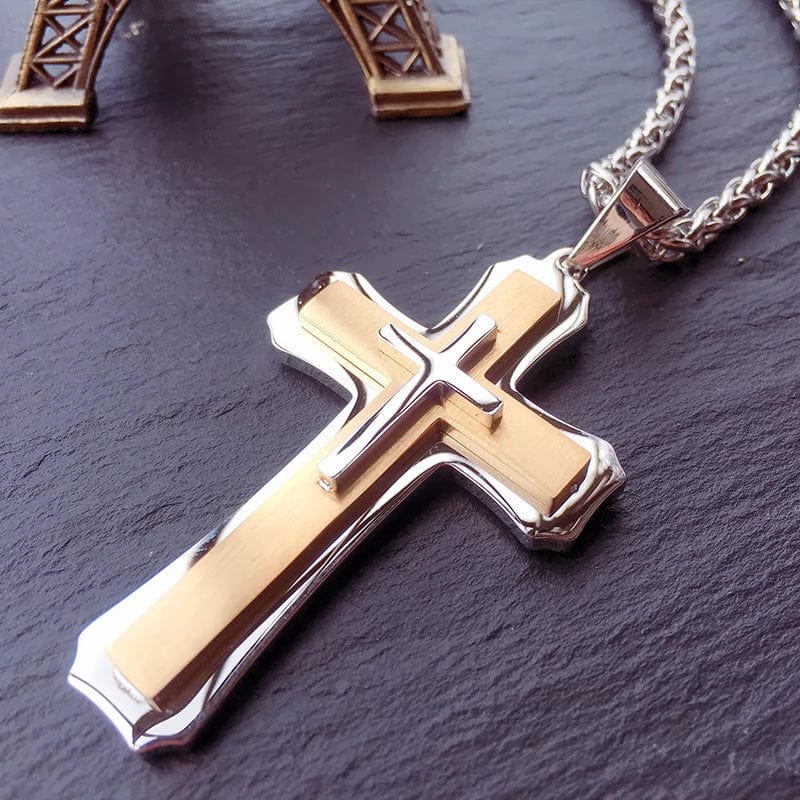  Showlu Fashion Store Titanium Steel European and American-Style English Cross Pendant