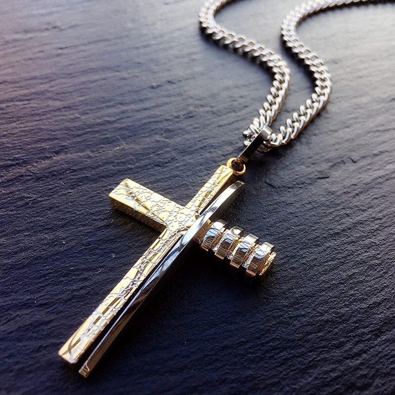  Showlu Fashion Store Titanium Steel European and American-Style English Cross Pendant