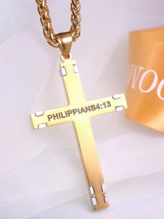  Showlu Fashion Store Titanium Steel European and American-Style English Cross Pendant