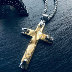  Showlu Fashion Store Titanium Steel European and American-Style English Cross Pendant