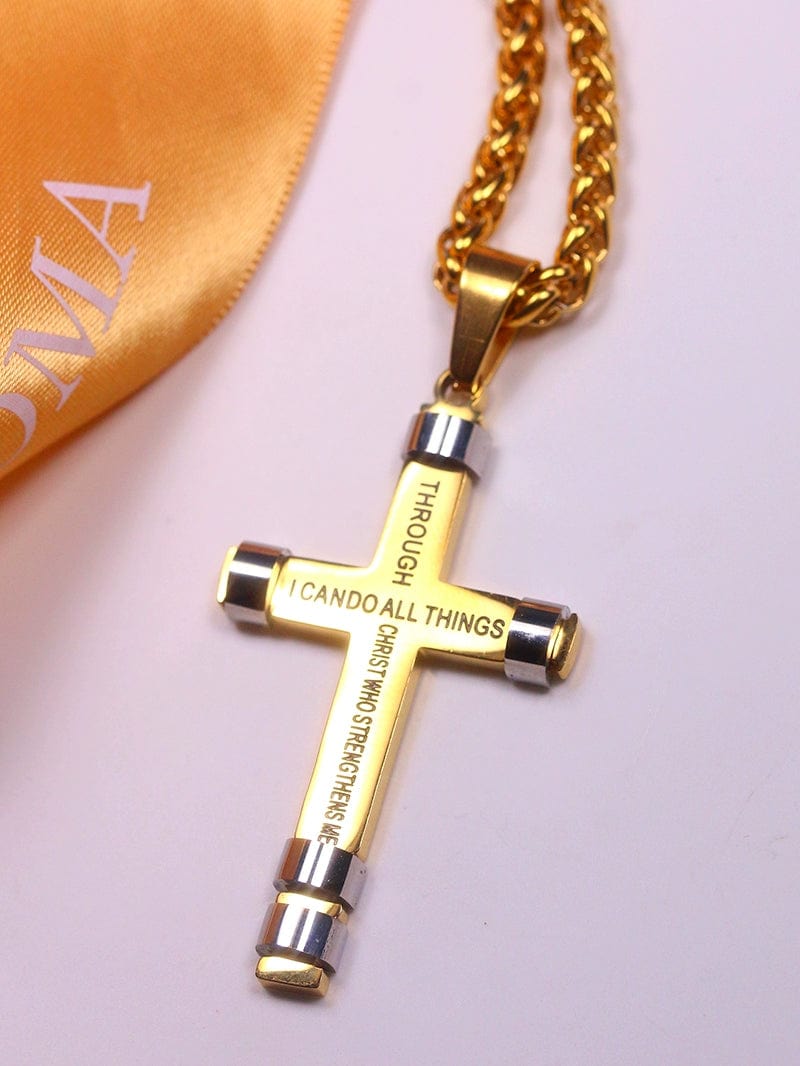  Showlu Fashion Store Titanium Steel European and American-Style English Cross Pendant