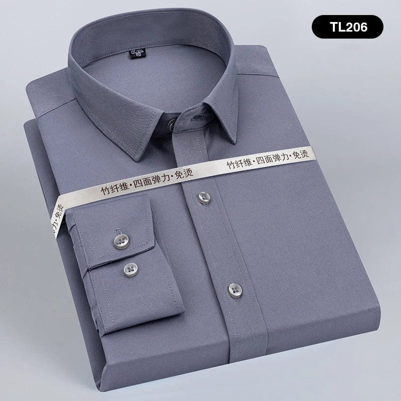  Showlu Fashion Store TL206 / 41 Men's Long Sleeve Solid Stretch Easy Care Shirt Formal Business Office/Working Wear Standard-fit New Fashion Social Dress Shirts