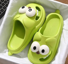  Showlu Fashion Store Tongue Kiss Slippers Big Eye Dog Slippers,Cute Funny Big Eye Dog Fun Cartoon Package Head Eva Slippers For Women