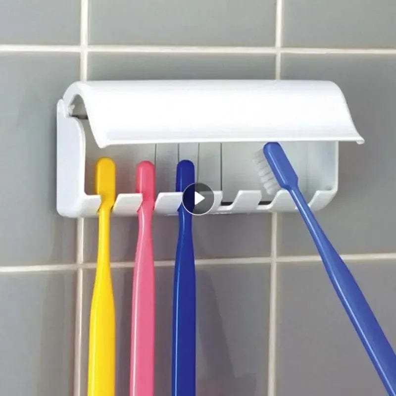  Showlu Fashion Store Toothbrush Holder Punch-free Wall-mounted Toothpaste Holder Toothpaste Storage Rack Holders Bath Organizer Bathroom Accessories