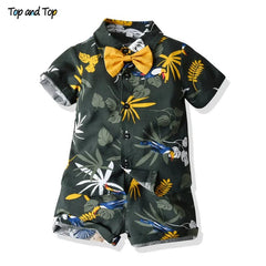  Showlu Fashion Store Top and Top Brand New Kid Boys Summer Clothes Sets Short Sleeve T-Shirt Tops+Shorts Boys Casual Outfit Hawaiian Style Beachwear