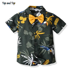  Showlu Fashion Store Top and Top Brand New Kid Boys Summer Clothes Sets Short Sleeve T-Shirt Tops+Shorts Boys Casual Outfit Hawaiian Style Beachwear