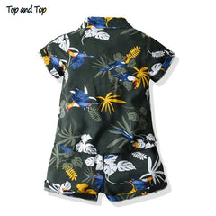  Showlu Fashion Store Top and Top Brand New Kid Boys Summer Clothes Sets Short Sleeve T-Shirt Tops+Shorts Boys Casual Outfit Hawaiian Style Beachwear