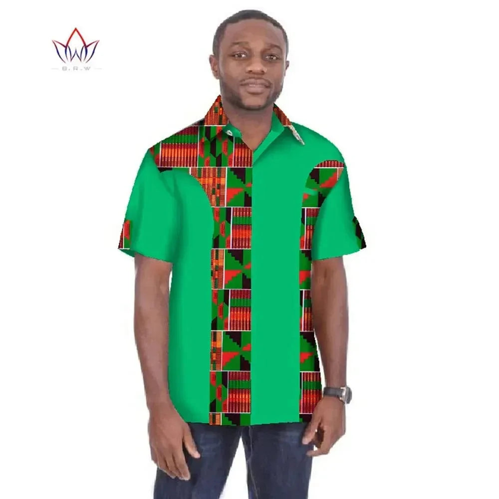 Plus size BintaRealWax men's dashiki shirt by SHOWLU FASHION STORE, 100% cotton African print short-sleeve top.