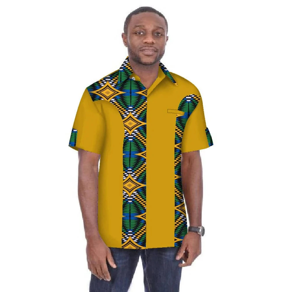 BintaRealWax men's dashiki shirt from SHOWLU FASHION STORE, 100% cotton African print short-sleeve top in plus size 6XL.