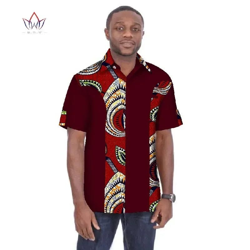 BintaRealWax men's dashiki shirt by SHOWLU FASHION STORE, short sleeve African print top in plus size 6XL, 100% cotton.