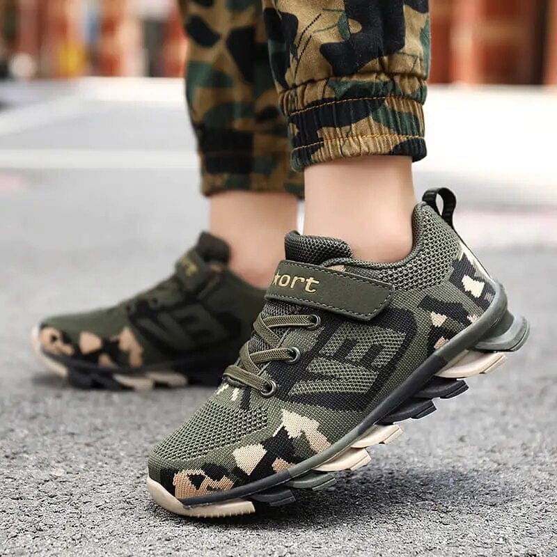  Showlu Fashion Store Trend Kids Running Shoes Children Boys Walking Shoes Outdoor Camouflage Mesh Knitting Boys Jogging Sneakers zapatillas niño