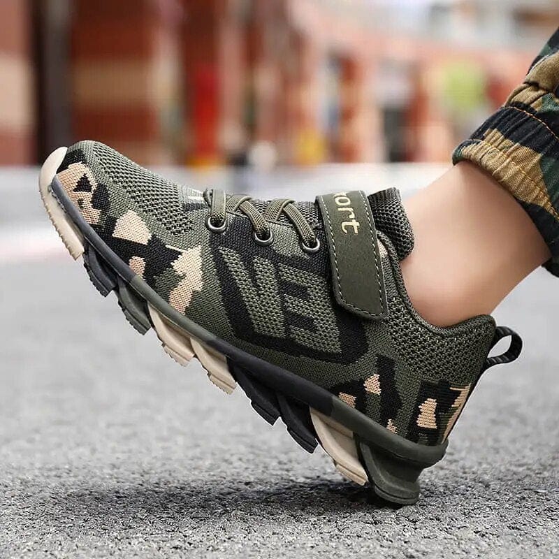 Showlu Fashion Store Trend Kids Running Shoes Children Boys Walking Shoes Outdoor Camouflage Mesh Knitting Boys Jogging Sneakers zapatillas niño