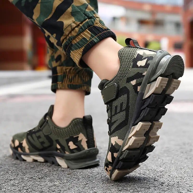  Showlu Fashion Store Trend Kids Running Shoes Children Boys Walking Shoes Outdoor Camouflage Mesh Knitting Boys Jogging Sneakers zapatillas niño