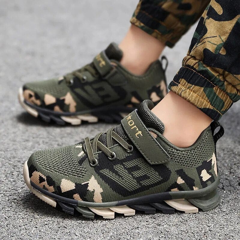 Showlu Fashion Store Trend Kids Running Shoes Children Boys Walking Shoes Outdoor Camouflage Mesh Knitting Boys Jogging Sneakers zapatillas niño