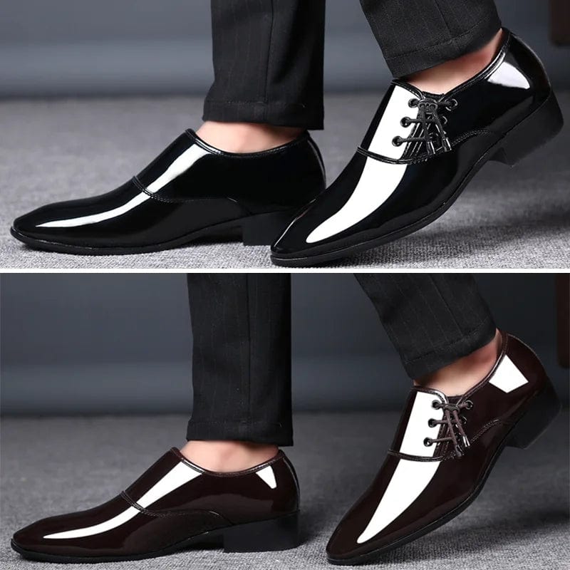  Showlu Fashion Store Trending Italian Patent Leather Shoes for Men Business Shoe Lace Up Oxfords Plus Size Male Wedding Party Shoes Men Black Leather