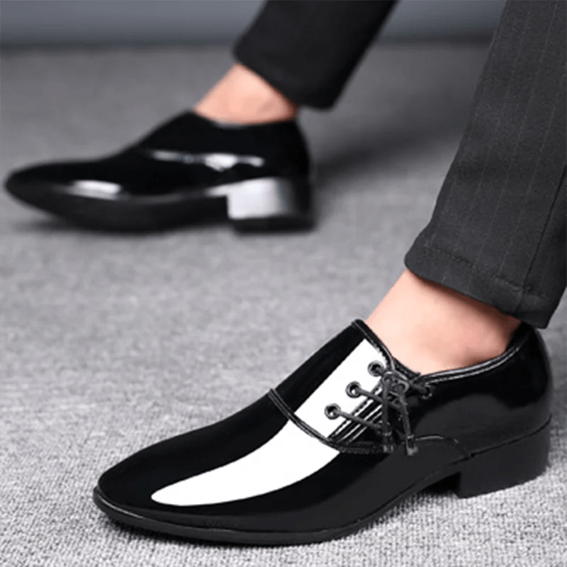  Showlu Fashion Store Trending Italian Patent Leather Shoes for Men Business Shoe Lace Up Oxfords Plus Size Male Wedding Party Shoes Men Black Leather