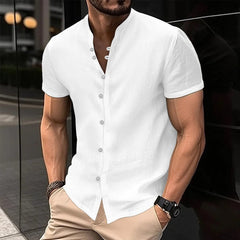  Showlu Fashion Store Trendy Cotton Linen Casual Shirt for Men