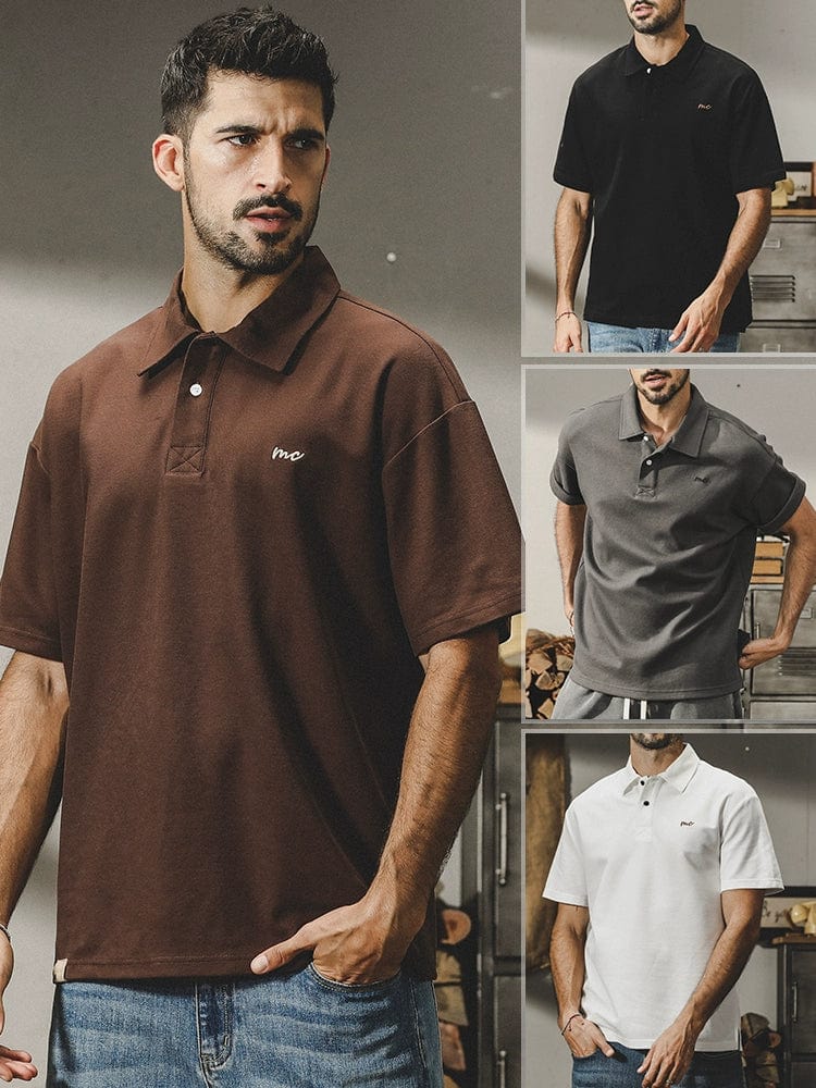  Showlu Fashion Store Trendy Polo Shirt Summer American Minimalist Casual Short Sleeve