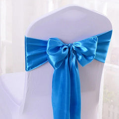  Showlu Fashion Store TURQUOISE / 15x270 cm Satin Chair Sash Wedding Decoration Bow Tie Band Birthday Party Hotel Show Nice Design Shiny Colour