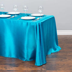  Showlu Fashion Store Turquoise / 228x396cm-90x156inch Rectangular Table Cloth Satin Cloth Square Table Cloth suitable for buffet table party holiday dinner wedding banquet decoration