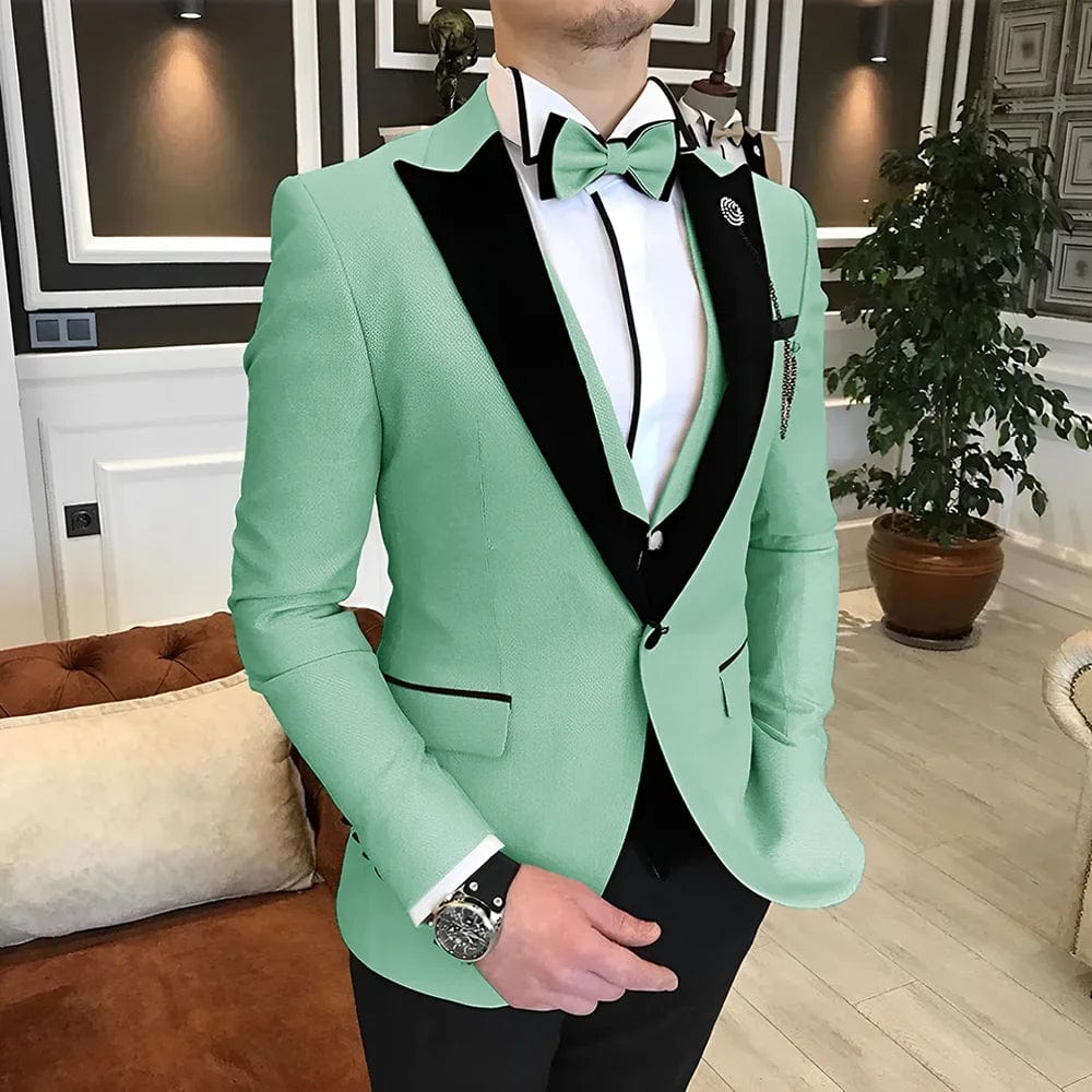 SHOWLU FASHION STORE Turquoise / XS(EU44OrUS34) Men's Suit Wedding Groom Tuxedo 3-piece Set Multiple Color Options Customized XS-5XL Elegant Men's Suit