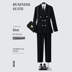 SHOWLU FASHION STORE [Two-piece] black suit jacket + straight trousers / XL((57.50 kg-62.50 kg) Business Temperament Goddess Temperament Workwear Suit Vest