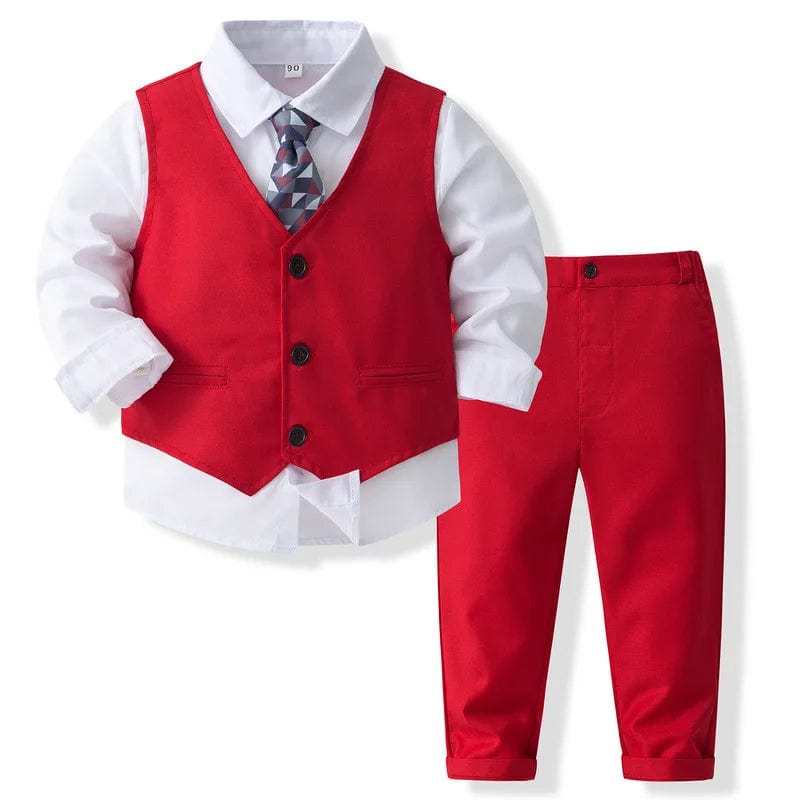 Showlu Fashion Store tze3559 / 5T(120) Baby Boy Formal Suit Gentleman Clothes Sets Autumn Children Birthday Wedding Party Dress Suit Sets Bowtie Shirt+Vest+Trouser Set