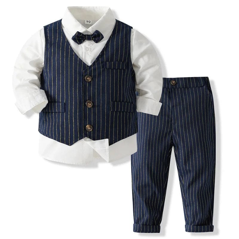 Showlu Fashion Store tze3560 / 5T(120) Baby Boy Formal Suit Gentleman Clothes Sets Autumn Children Birthday Wedding Party Dress Suit Sets Bowtie Shirt+Vest+Trouser Set