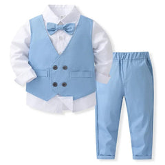 Showlu Fashion Store tze3606 / 5T(120) Baby Boy Formal Suit Gentleman Clothes Sets Autumn Children Birthday Wedding Party Dress Suit Sets Bowtie Shirt+Vest+Trouser Set