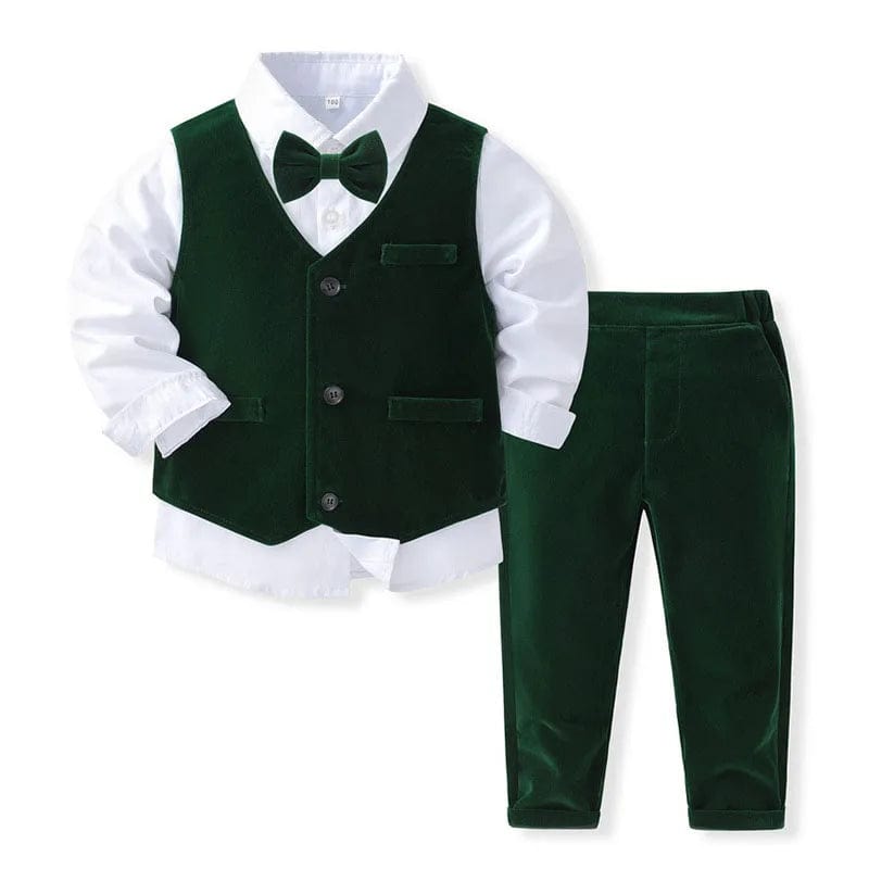 Showlu Fashion Store tze3611 / 5T(120) Baby Boy Formal Suit Gentleman Clothes Sets Autumn Children Birthday Wedding Party Dress Suit Sets Bowtie Shirt+Vest+Trouser Set