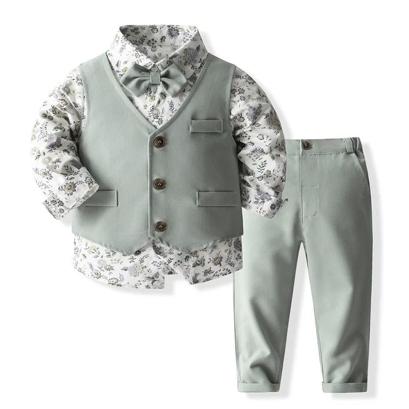 Showlu Fashion Store TZF3689 / 5T(120) Baby Boy Formal Suit Gentleman Clothes Sets Autumn Children Birthday Wedding Party Dress Suit Sets Bowtie Shirt+Vest+Trouser Set