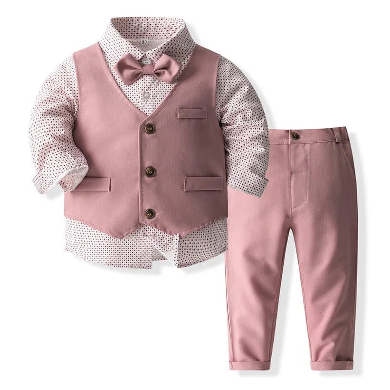 Showlu Fashion Store tzf3703 / 5T(120) Baby Boy Formal Suit Gentleman Clothes Sets Autumn Children Birthday Wedding Party Dress Suit Sets Bowtie Shirt+Vest+Trouser Set