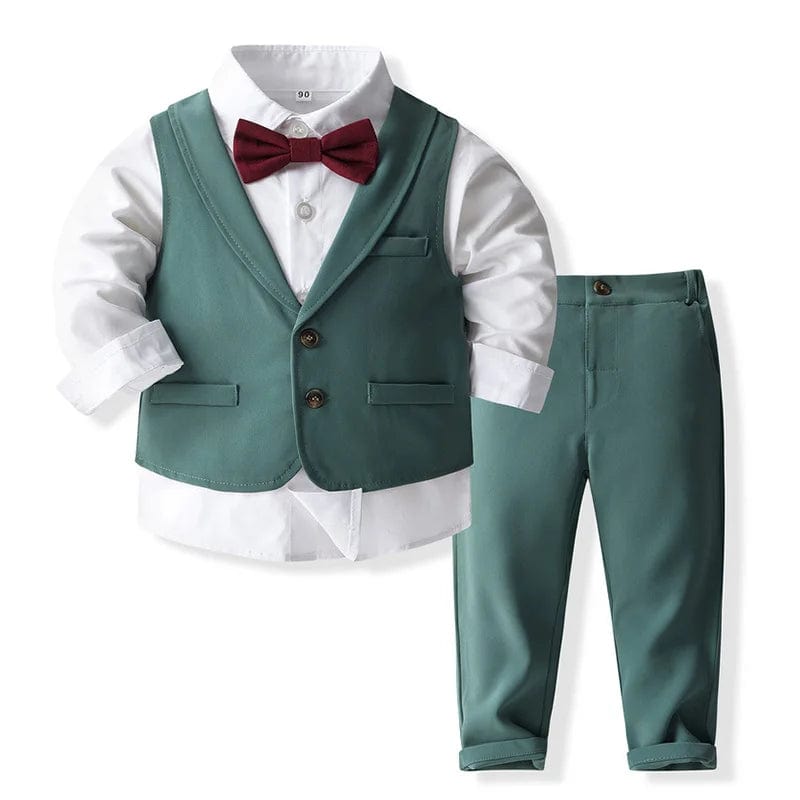 Showlu Fashion Store tzf3717 / 5T(120) Baby Boy Formal Suit Gentleman Clothes Sets Autumn Children Birthday Wedding Party Dress Suit Sets Bowtie Shirt+Vest+Trouser Set