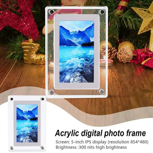 Showlu Fashion Store UK / CN Acrylic Digital Photo Frame 5 Inch 1200mAh Vertical Display IPS Screen 4G Memory Battery Porta Retrato Digital