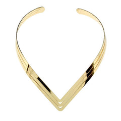  Showlu Fashion Store Unique Fake Collar Glossy European and American Style Necklace Metal Collar