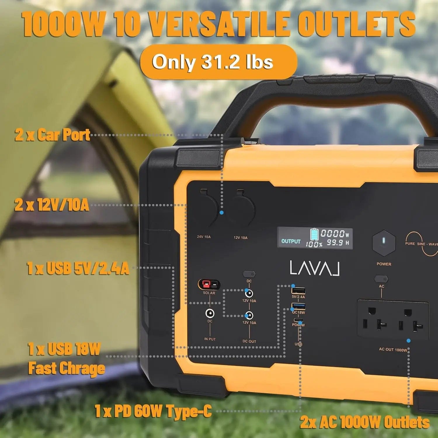 SHOWLU FASHION STORE United States 1000W Portable Power Station0 1075Wh Backup Lithium Battery 120V/1000W AC Outlet, Solar Generator for Home RV Outdoor