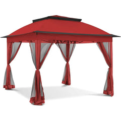 Showlu Fashion Store United States 11x11 Ft Pop Up Patio Gazebo, Gazebo Canopy Tent with Sidewalls, Outdoor Gazebo with Mosquito Netting Canopy Shelter, Red